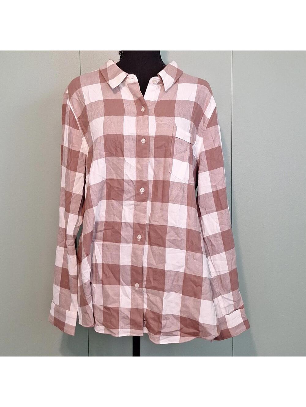 Nwt Faherty Classic Day Shirt Brownie Buffalo Check Button Up Plaid Shirt top XL